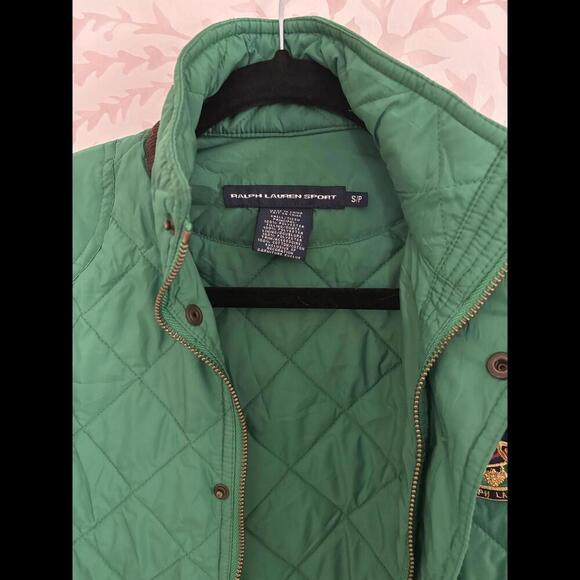 DISCOUNT SHIPPING Ralph Lauren Sport Quilted Green Jacket with Emblem - Picture 3 of 5